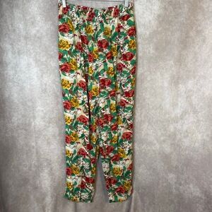 Vintage 90s Blouseworks High Waist Loose Floral Rayon Pants‎ Womesn Size Large